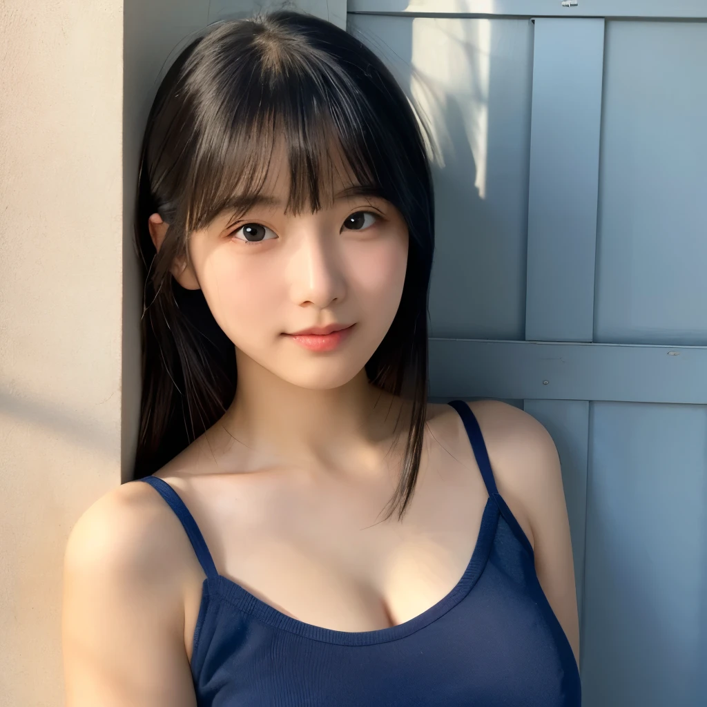 1 person of the highest quality　Very cute beauty　small, Bright Eyes　Shine, Shine肌　18-year-old, Black Hair　Clean and bright appearance, , and a cute　Beautiful Bangs　Big Breasts　Home　Nude Erotica　Blushed cheeks　Clothes come undone　
