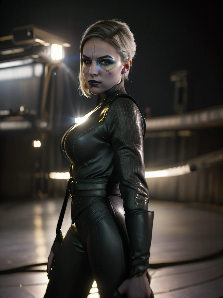 a realistic,1girl,highly detailed,sci-fi portrait of NightsisterMerrin,pale skin,looking at viewer,(best quality,8k,dynamic lighting,masterpiece:1.2),ultra-detailed,(realistic,photorealistic,photo-realistic:1.37),cinematic lighting,dramatic shadows,glowing eyes,intricate costume details,striking pose,volumetric lighting