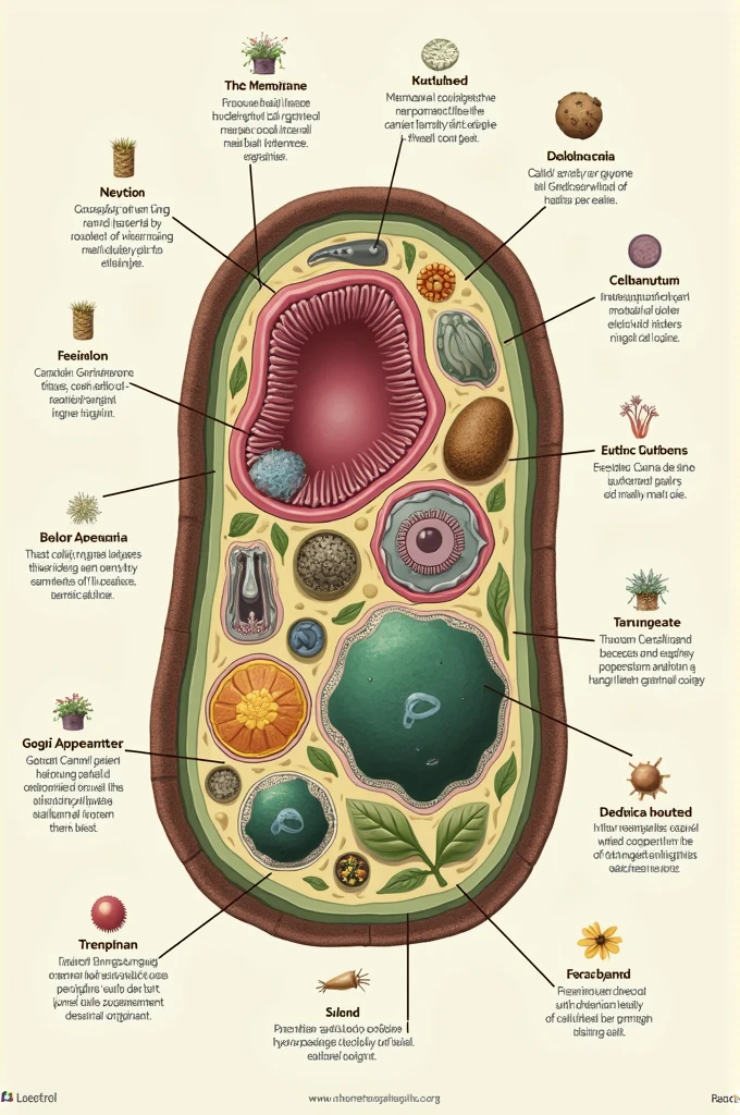 Show me a labelled diagram of an earthworm cell in english