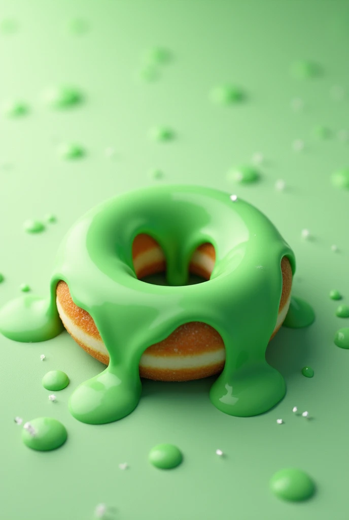 Green donut melting 