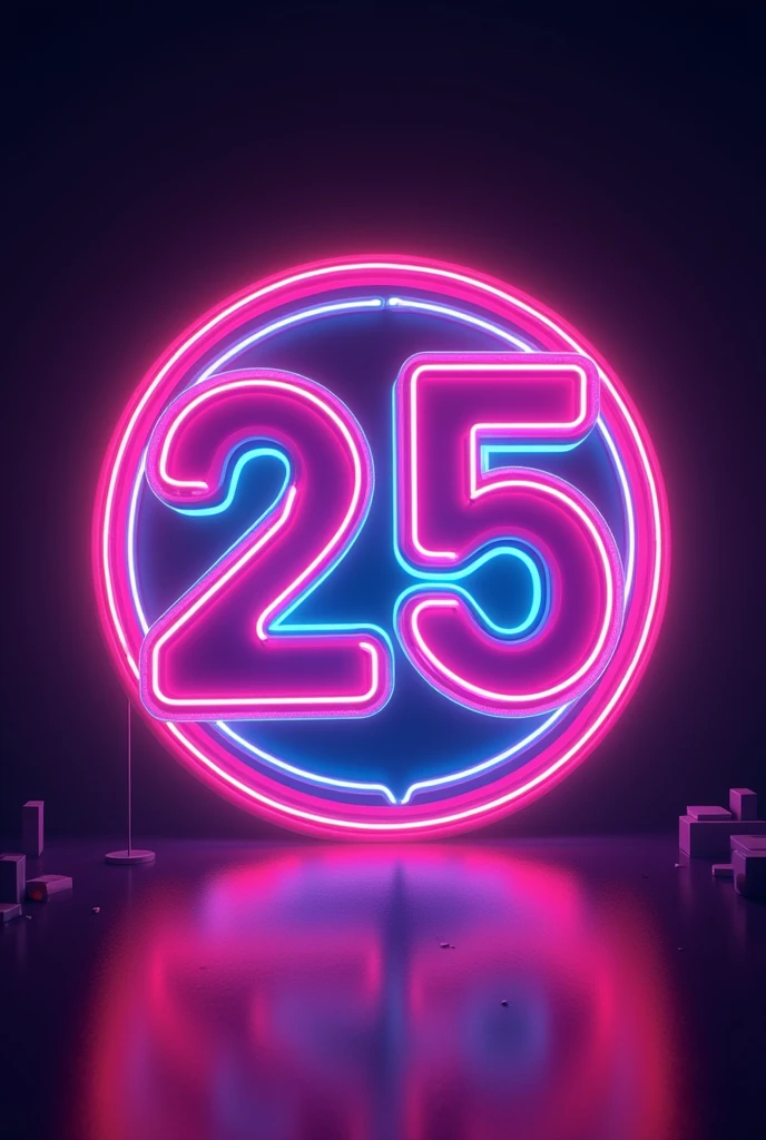 Number 25 in Neon in a round way