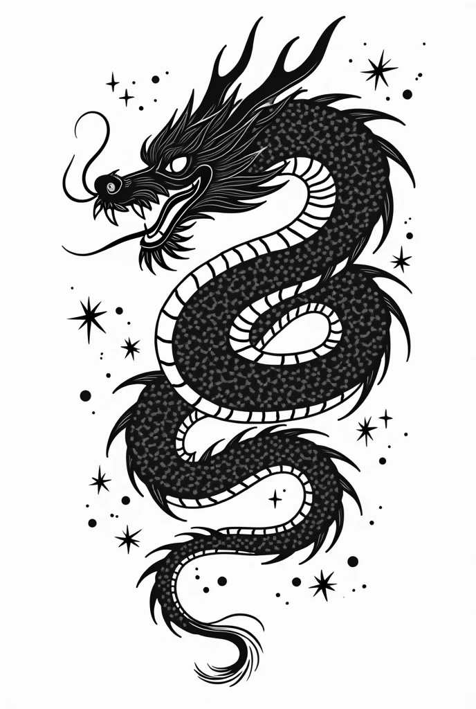 I want a black and white dragon print in tribal png