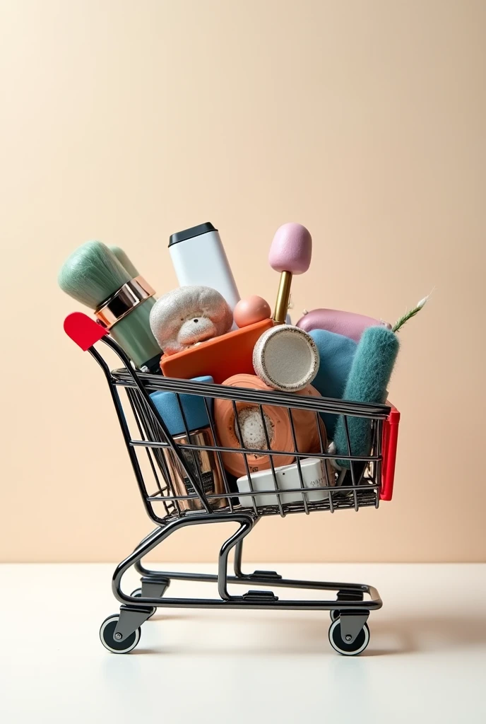 Shopping cart with general accessories inside it from my online kwai finds store