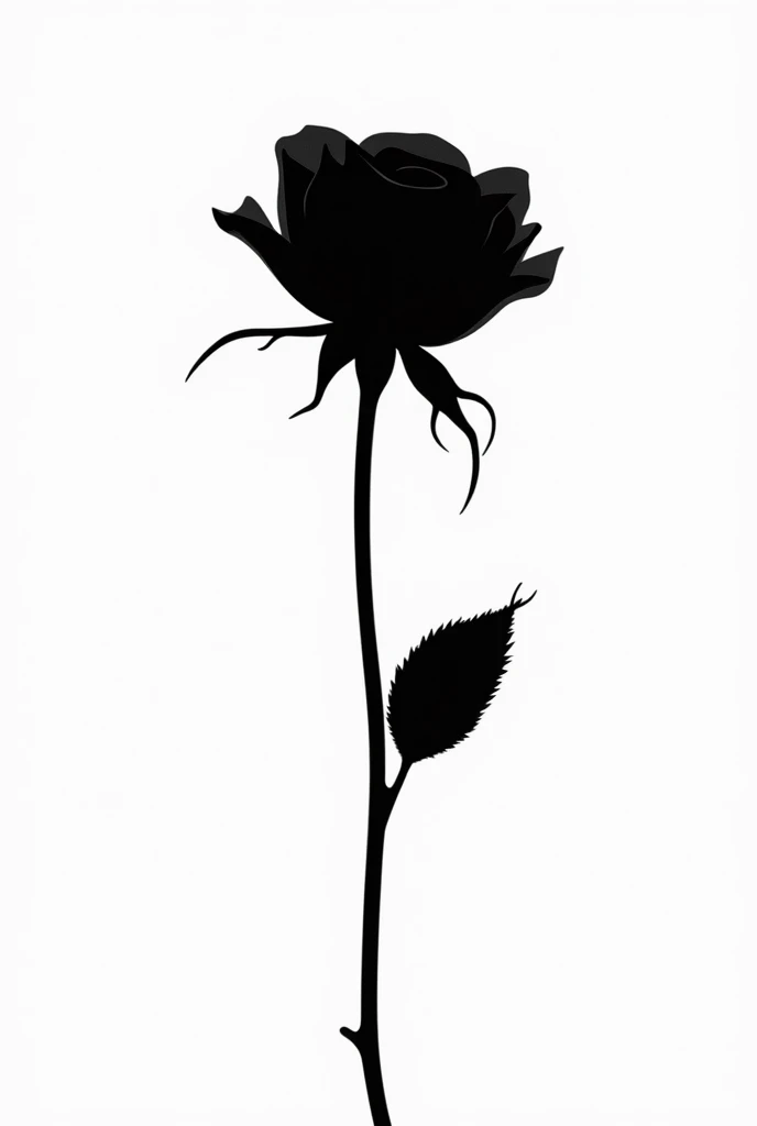 Create a silhouette style rose image with white background
