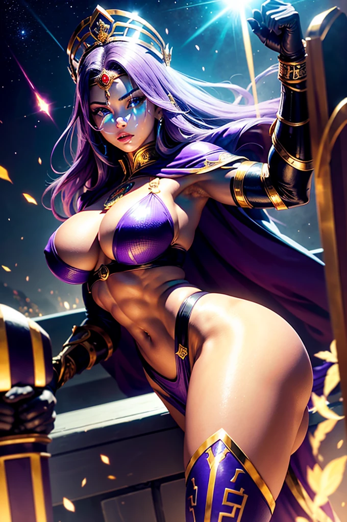 A perfect sexy, very thin, Panas, delicious and beautiful, with exuberant and very young features, extremely erotic sensual android, strong cybernetic warrior with black African and oriental features, Japanese and Chinese, Soft Face, sexy e angelical, boca muito big fit ass com lábios grossos e carnudos estilo afro bem aberta com a língua de for a bem sexy, mixed with the clone of the Greek warrior goddess Athena, with huge super ultra mega giant breasts, extremely dark-skinned with golden skin, lábios big fit asss carnudos e grossos, extremely thin waist, very tanned and sweaty, gigantic ass, big fit ass, huge ass, steep, HARD AND MUSCULOUS, Purple colored eyes, with barcode tattoos, transformed into an erotic and super sensual and extremely super ULTRA HIPER mega muscular astronaut goddess, fitness, with a huge and swollen, face perfect, bodybuilder, hypertrophied fit bodybuilder and weightlifter, very muscular thighs and super intensely muscular abdomen, administrator and leader, noble goddess queen wearing war uniform with sensual futuristic battle armor with long flowing cape and astronaut helmet and star queen crown which is also a helmet with a crystal shining brightly emitting light and energy on the forehead sitting on a huge and luxurious full of diamonds floating throne
