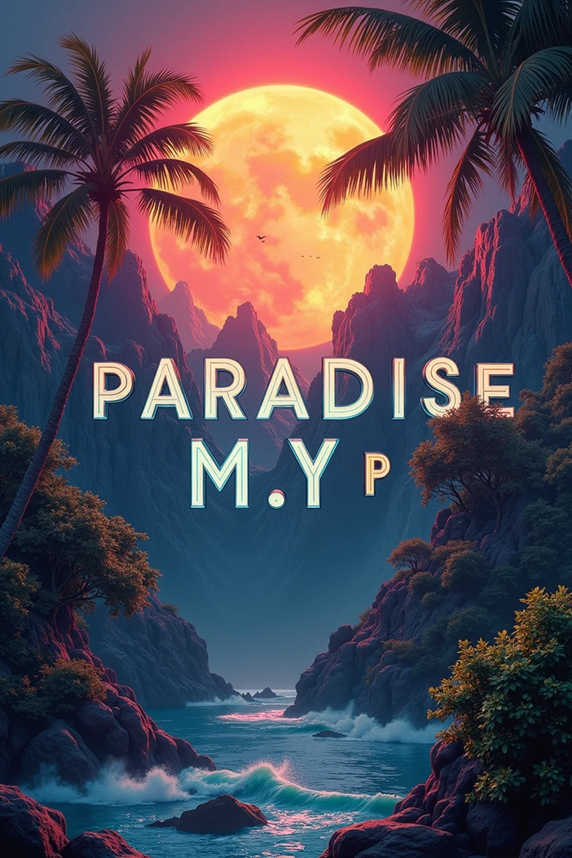 Art posters with text, Aesthetically pleasing contrasts are layered on the background, The dawn of a new era of imaging, Insert text into image, (text:"pARADISE M.Y.p") the word, poster with text, /( pARADISE M.Y.p /) charachter, paradisaical