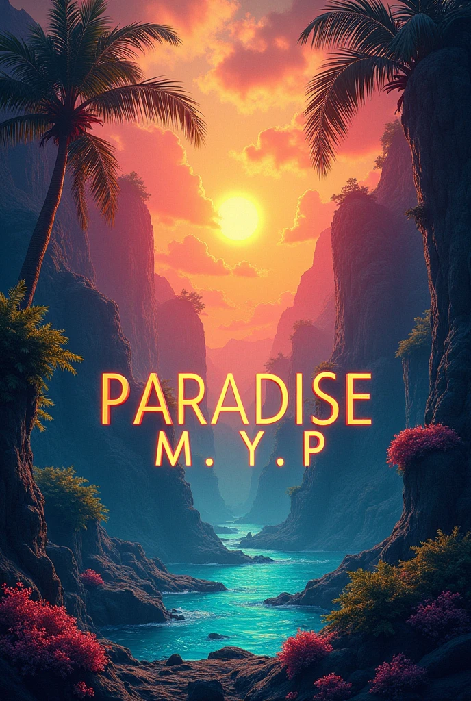Art posters with text, Aesthetically pleasing contrasts are layered on the background, The dawn of a new era of imaging, Insert text into image, (text:"pARADISE M.Y.p") the word, poster with text, /( pARADISE M.Y.P /) charachter, paradisaical