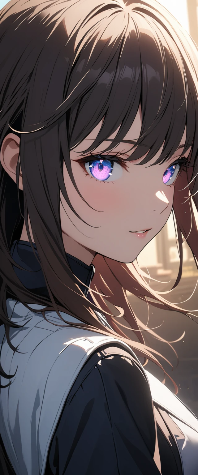 Highest quality,masterpiece,unity 8k wallpaper,Very detailed,Detailed light, Best Shadow,Very detailedな肌,Beautiful attention to detail,Very detailedな顔,Detailed reflective eyes,Shiny Hair,Shining Eyes,(one person&#39;s:1.2),woman,Gloss,thin,Minamikata Hizuru,Black jacket,Black gloves,Black tank top,Black trousers,suit,Black Hair,Glasses, Purple eyes,black rim Glasses,clavicle,Cleavage,Big Breasts,whole body,