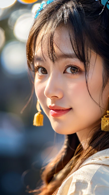 (1 girl, youthful gorgeous Lady,  brown_eyes, brown_hair, cross_earrings, earrings, jewellery, Ancient China, Traditional Hanfu, White Hanfu, Hanfu, natural pose in a snowy night,  

Detailed Beautiful face, Detailed Facial Features, dimples, Kind smile, Red lips, short hair, bob hair, cute ponytail, extremely detailed eyes,  extremely detailed face, beautiful detailed lips, long eyelashes, arms close together, ears out, golden ratio face, golden ratio body, perfect body anatomy, huge breasts, big breasts, 

(SNOW:1.3),
Night outdoors,  snow flakes, snow, winter,
(best quality, 4K, 8k, highres, masterpiece:1.2), ultra-detailed, (realistic, photorealistic, photo-realistic:1.37), HDR, UHD, sun light, ultra-fine painting, sharp focus, physically-based rendering, extreme detail description,  professional, vivid colors, award-winning, bokeh, cowboy_shot, SFW, Safe for Work)