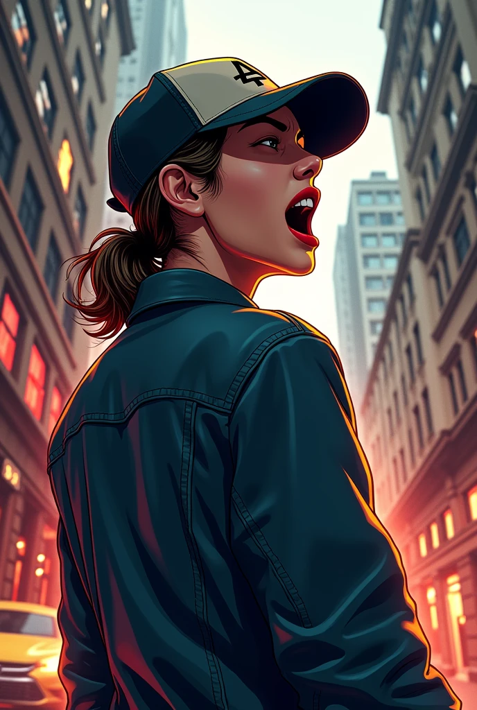 ((best quality)) screaming cap bullet looking back,,(gta)