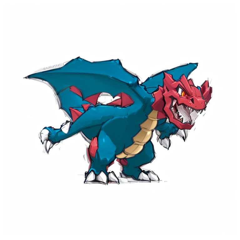 a close up of a pokemon type pokemon character with a black background, charizard, similar to pokemon, style of pokemon, new pokemon, pokemon art style, charizard dog hybrid animal, roshan, for pokemon red and blue, mega legendary, guggimon, blue scaled dragon, dra the dragon, legendary dragon, vyverns, 2 d
