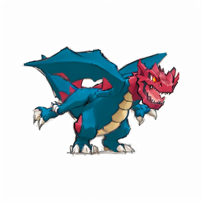 a close up of a pokemon type pokemon character with a black background, charizard, similar to pokemon, style of pokemon, new pokemon, pokemon art style, charizard dog hybrid animal, roshan, for pokemon red and blue, mega legendary, guggimon, blue scaled dragon, dra the dragon, legendary dragon, vyverns, 2 d