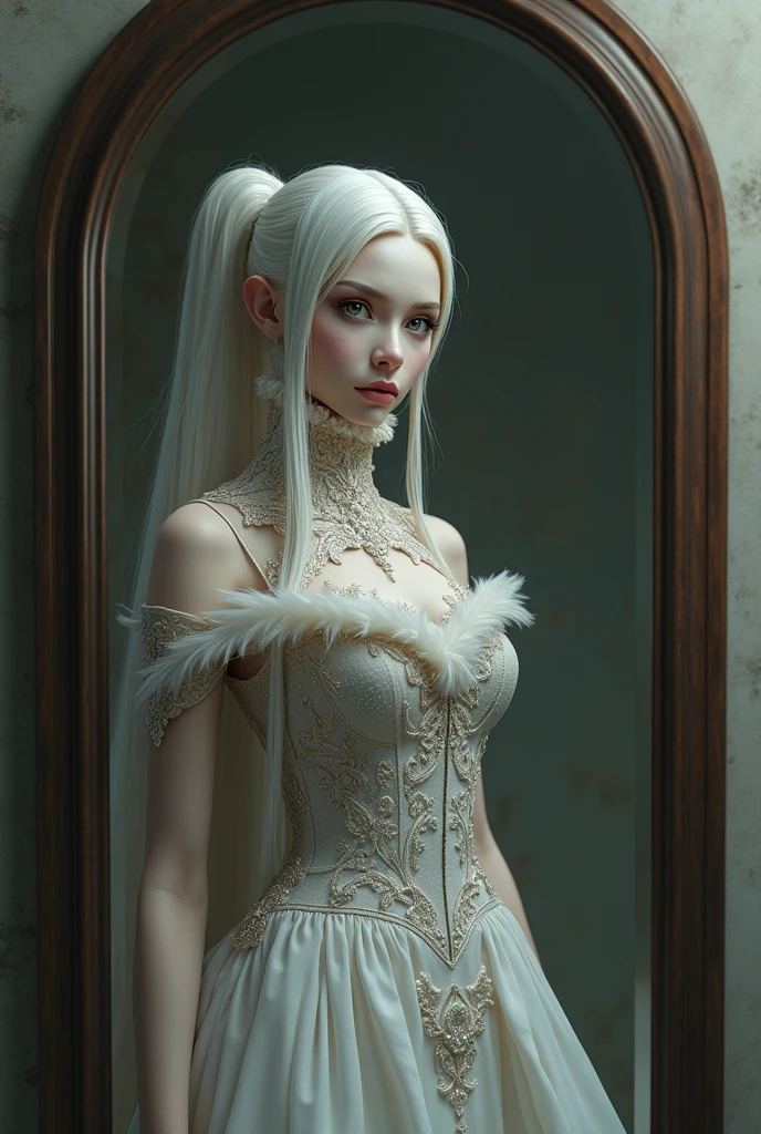 Kroliti sanon in full neck dress, mirror selfie
