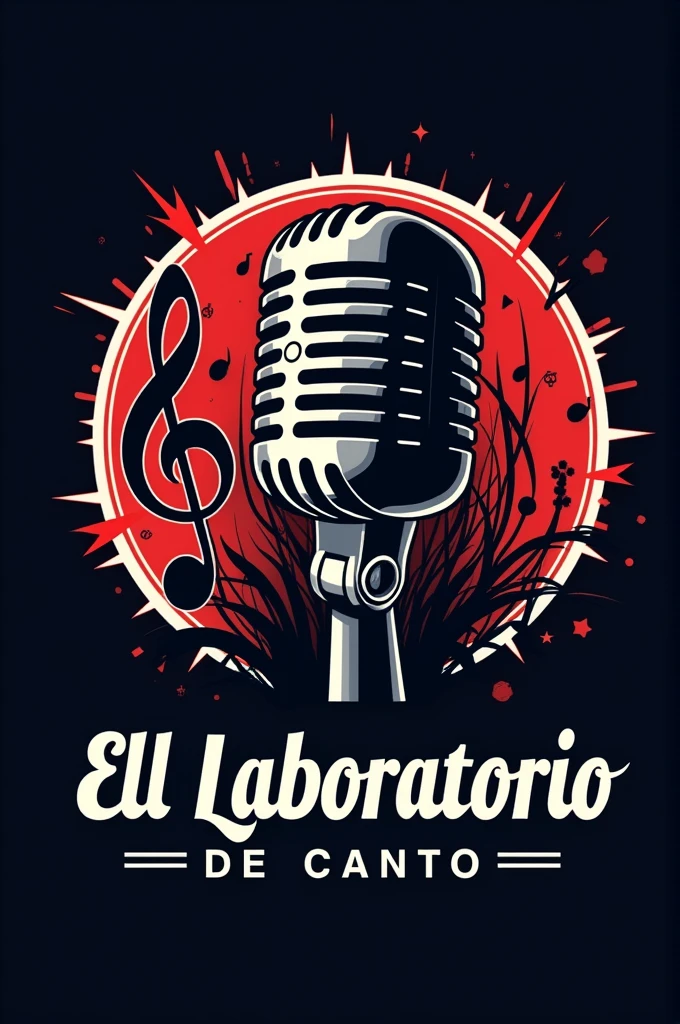 Generate an energetic logo for singing classes called "the singing laboratory"(in Spanish) In the classes there is popular singing and also singing like rock and metal