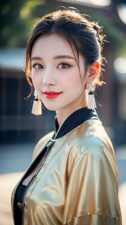 (1 girl, youthful gorgeous Lady, brown_eyes, brown_hair, cross_earrings, earrings, jewellery, Ancient China, Traditional Hanfu, White Hanfu, Hanfu, natural pose in a snowy night,
Detailed Beautiful face, Detailed Facial Features, beautiful eyes, dimples, Kind smile, Red lips, short hair, bob hair, cute ponytail, extremely detailed eyes, extremely detailed face, beautiful detailed lips, long eyelashes, arms close together, ears out, golden ratio face, golden ratio body, perfect body anatomy, huge breasts, big breasts,
(SNOW:1.3),
Night outdoors, snow flakes, snow, winter,
(best quality, 4K, 8k, highres, masterpiece:1.2), ultra-detailed, (realistic, photorealistic, photo-realistic:1.37), HDR, UHD, sun light, ultra-fine painting, sharp focus, physically-based rendering, extreme detail description, professional, vivid colors, award-winning, bokeh, cowboy_shot, SFW, Safe for Work)