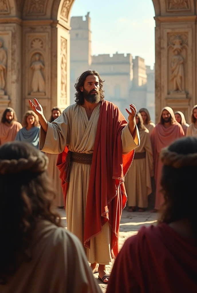 Biblical photography church apostle paul talking to people in rome, biblical representation