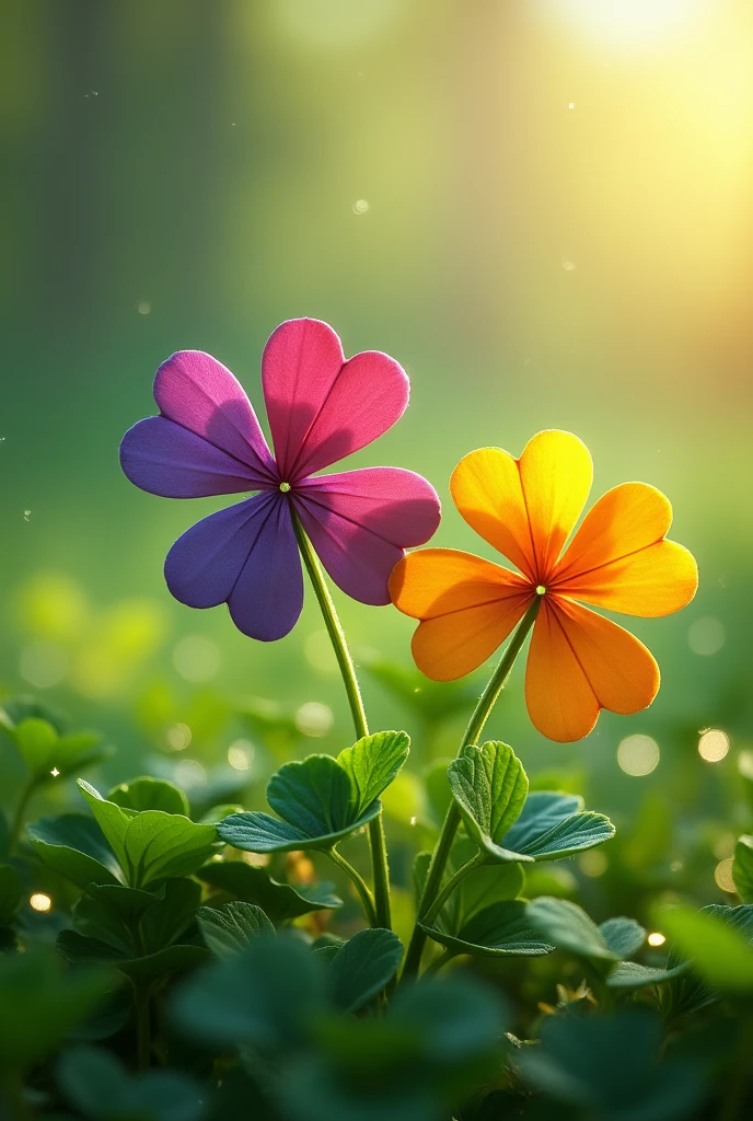 Pair of multi-colored four-leaf clovers