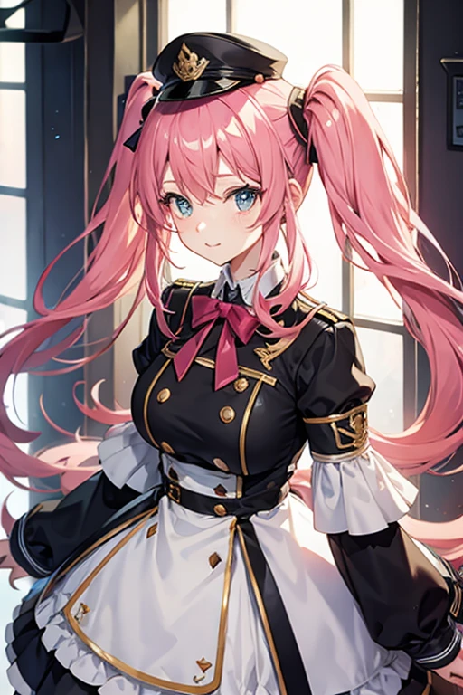 woman、uniform、beautiful girl、Pink Hair、Twin tails