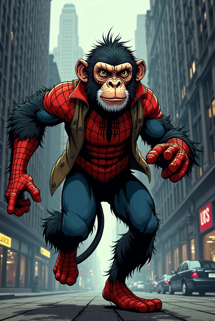 Spiderman McFarlen comic style reporter monkey