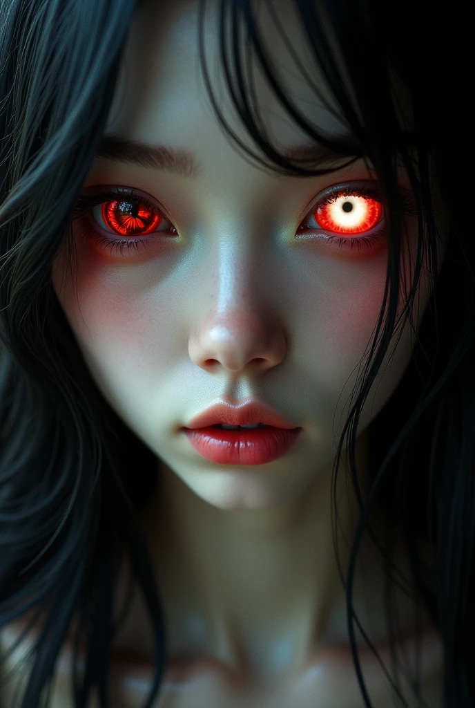 eyecolor: rot (Wet wet), offwhite (left).
kor: 19 Long Black Straight Hair Face: Thin and beautiful face