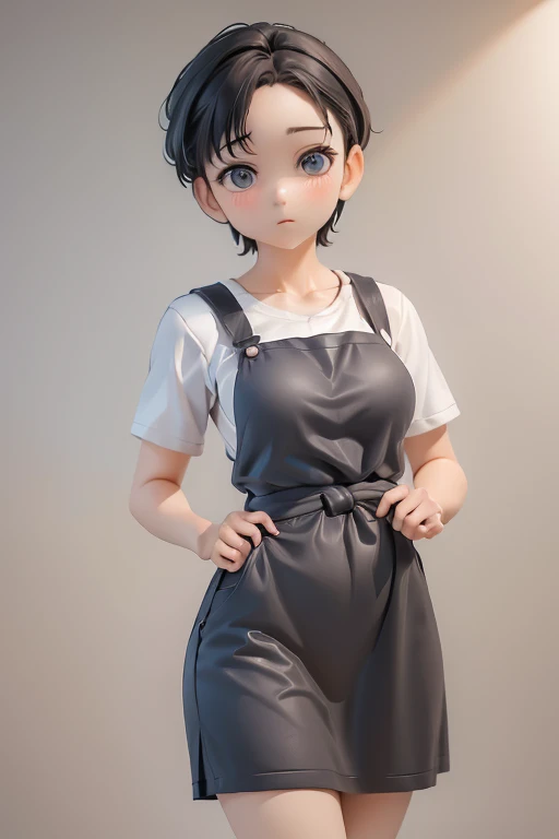 30-year-old woman、Mother,Married women,,Black Hair,Shortcuts、Short Hair、Small breasts、Small breasts、Casual wear、Calm appearance、sweater、shirt、apron、Clothing Pattern、Clothing design、whole body、