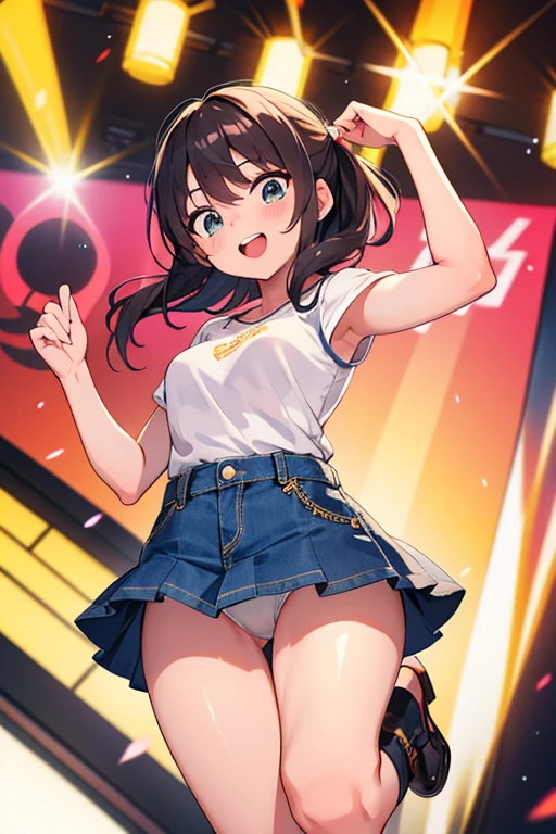 Idol Master,Denim skirt,White underwear,High Kick