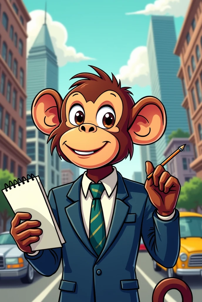 Reporter monkey illustrated in comic style 