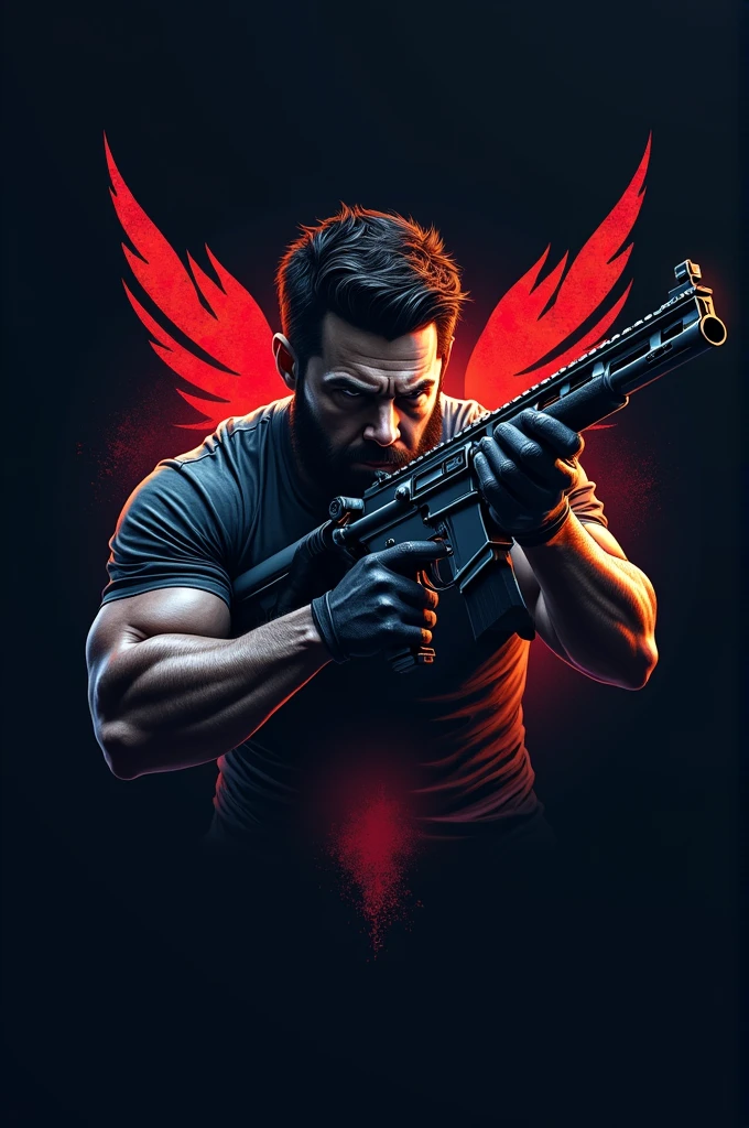 Make a gaming logo . A man with gun.