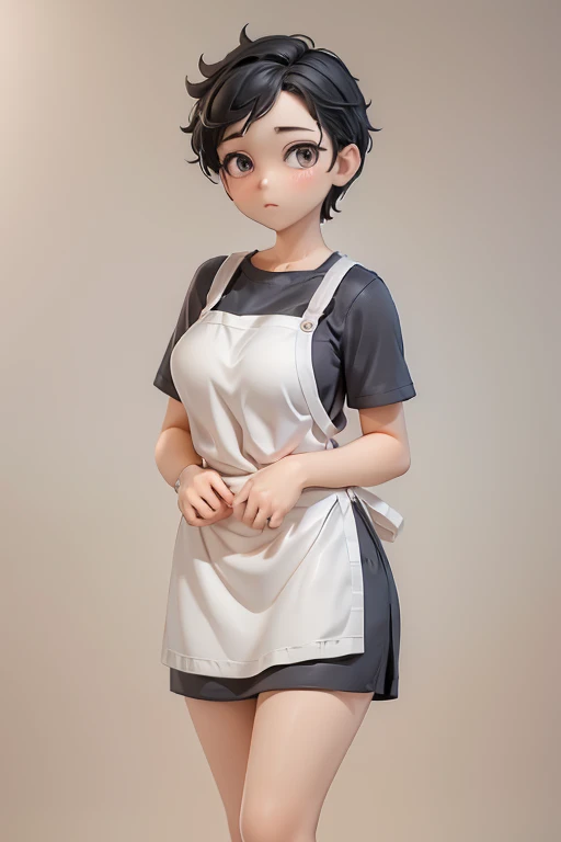 30-year-old woman、Mother,Married women,,Black Hair,Shortcuts、Short Hair、Casual wear、Calm appearance、sweater、shirt、apron、Clothing Pattern、Clothing design、whole body、
