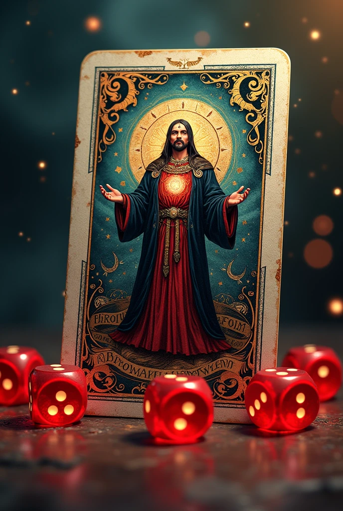 Card and red dice