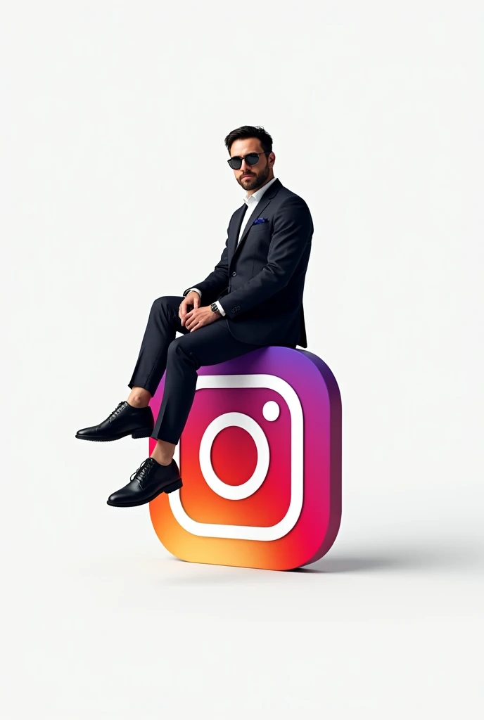 A man sitting on Instagram logo