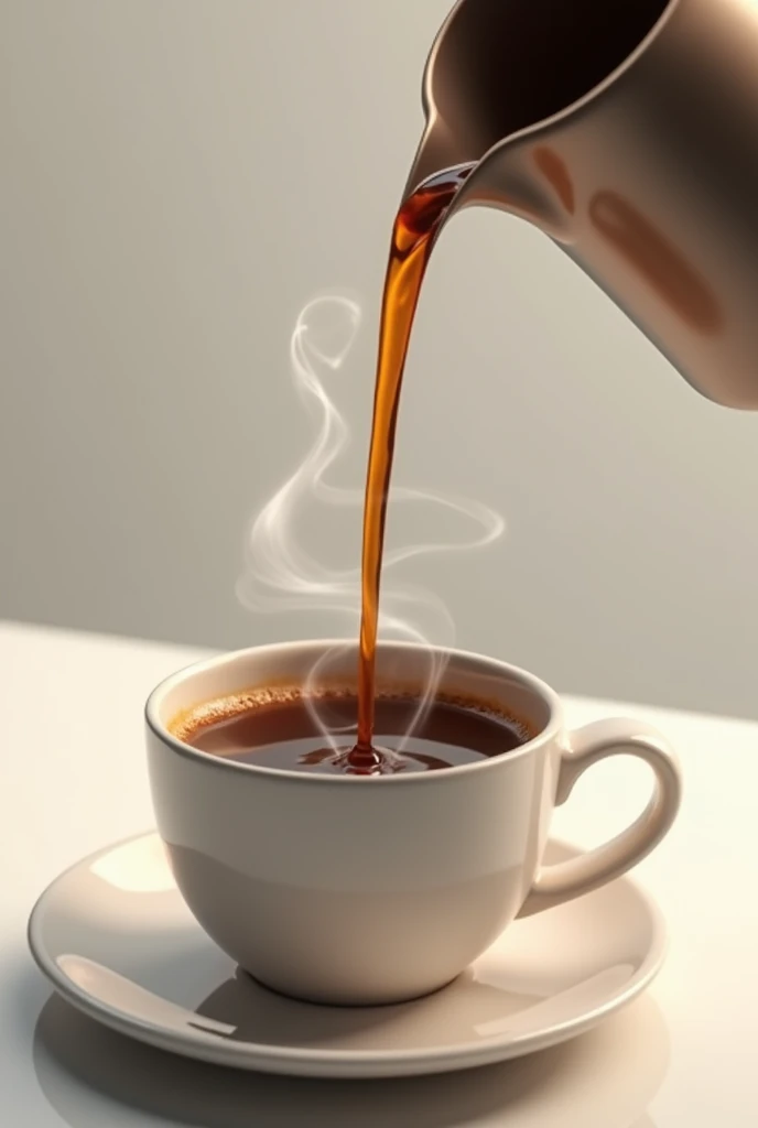 Coffee pouring in cup realistic