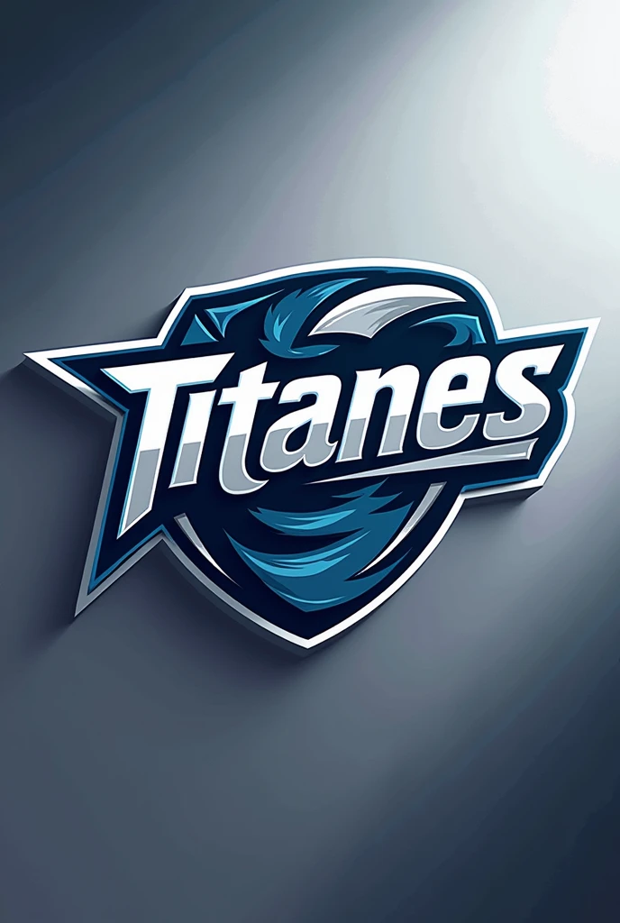 A logo for an ultimate frisbee team that contains the word "titans" in Spanish, where silver colors predominate, blue and white.