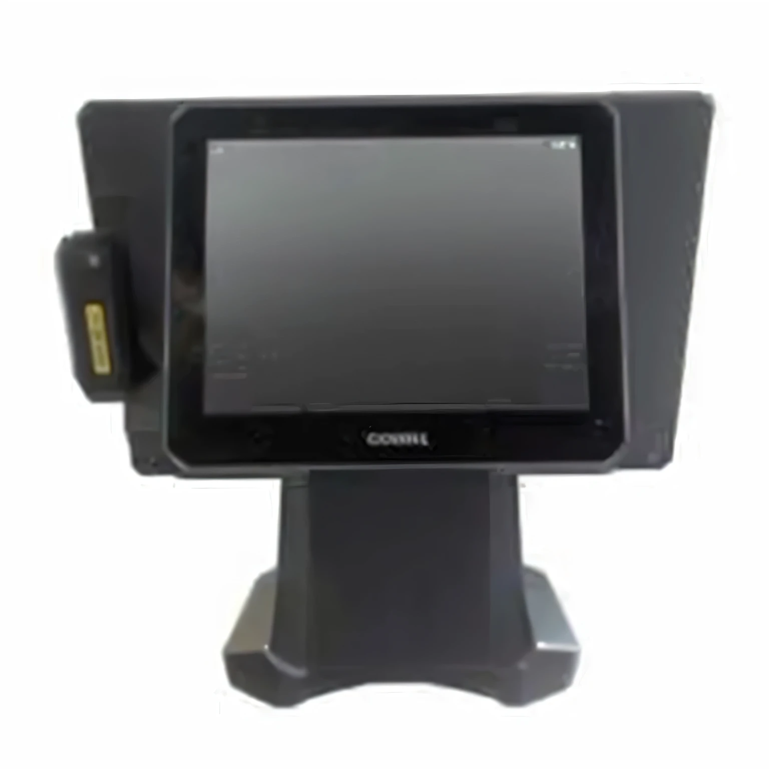 a close-up of'un moniteur avec un petit écran dessus, Full front view, 3/4 front view, Cyberdeck computer terminal, écran Plasma, chic, angle avant, h 8 0 0 c 1 0. 0, Nomadic, poser, LCD screen, Doran, photo du produit, dolman, full view, Plasma, gallant, Vignette
