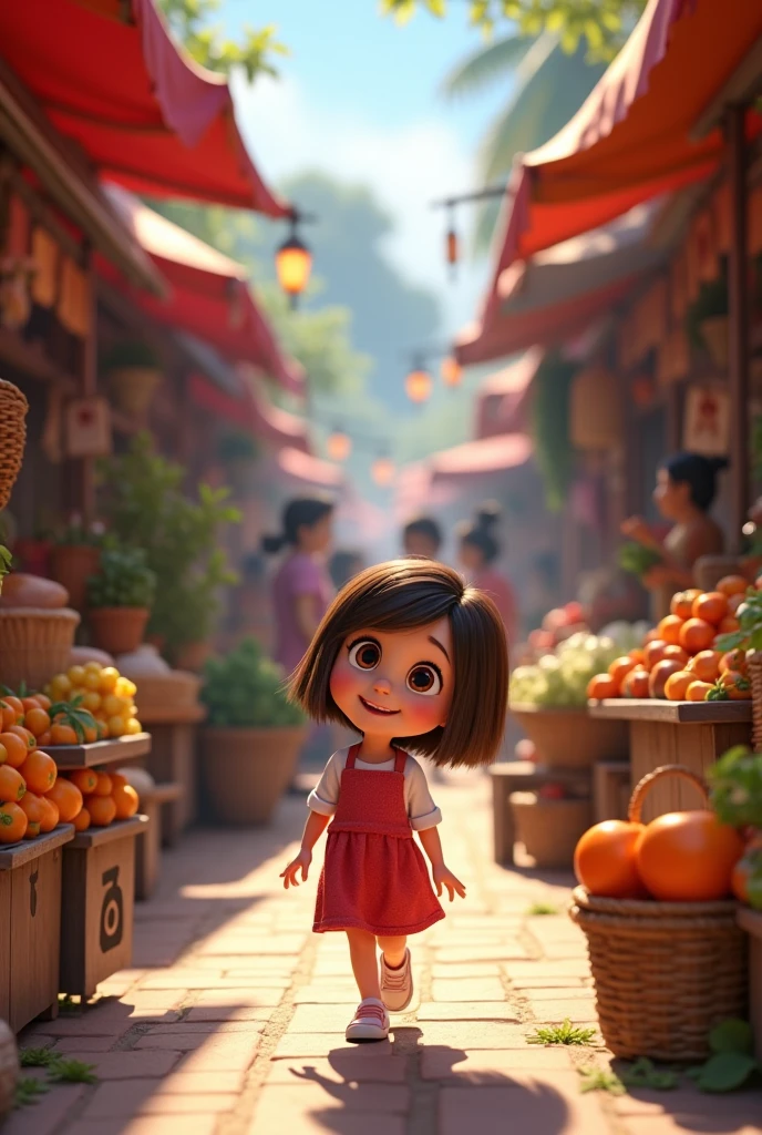 Riley from Disney's Inside Out walking through the market
