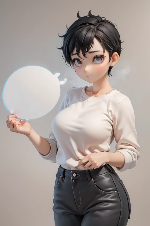 30-year-old woman、Mother,Married women,,Black Hair,Shortcuts、Short Hair、Casual wear、Calm appearance、sweater、shirt、Clothing Pattern、Clothing design、whole body、