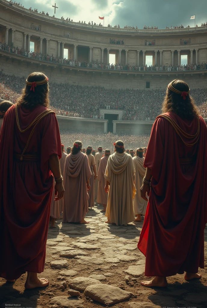 biblical photograph
early church christians being executed in the arena in rome biblical representation