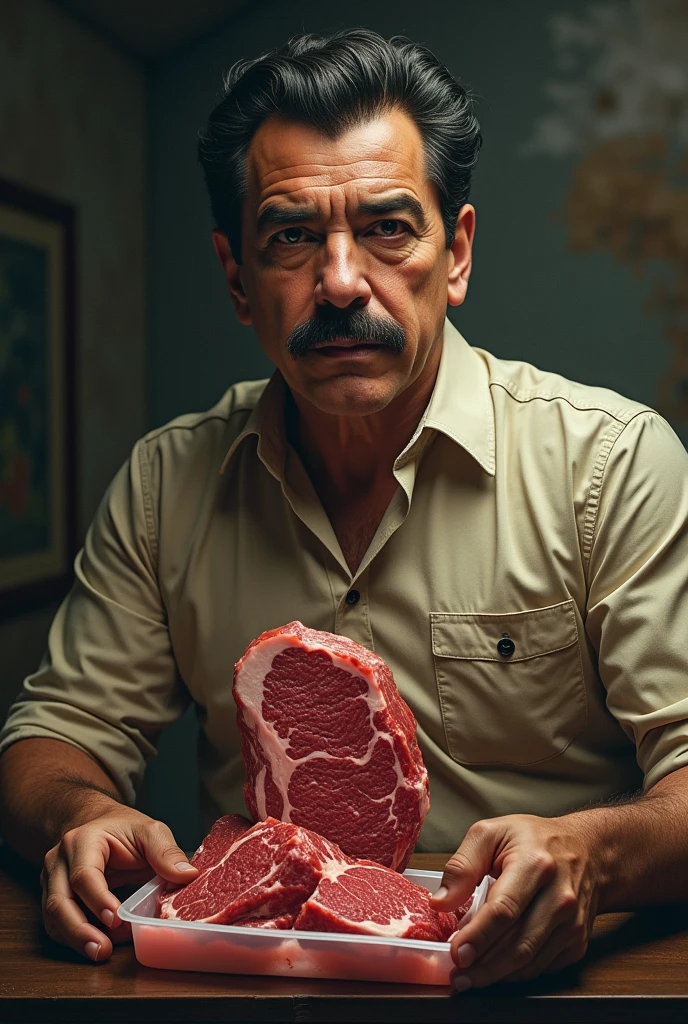 Nicolas Maduro, but with Fernando Haddad's face setting the price of picanha