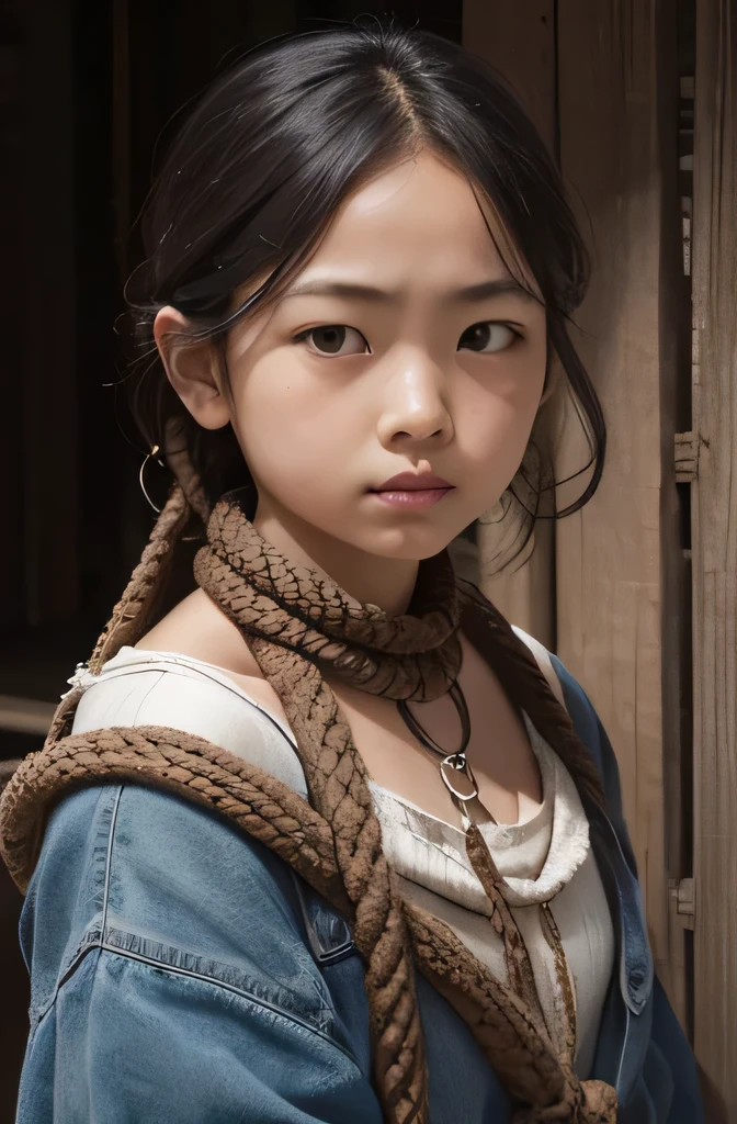 Girl with a rope around her neck