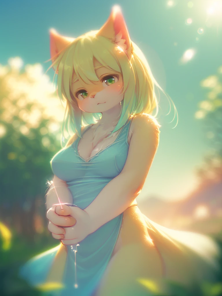 (Sumilux f1.4 24mm , low Latitude old color negative film , cross process , (bokeh), Long exposure , blur , flare, chromatic aberration , soft focus, (Shallow focus) , soft glow , Maximum aperture, high Key , Transparent depiction , Tyndall:1.3) , female cat , Kama Sutra , hand job , cum on melons