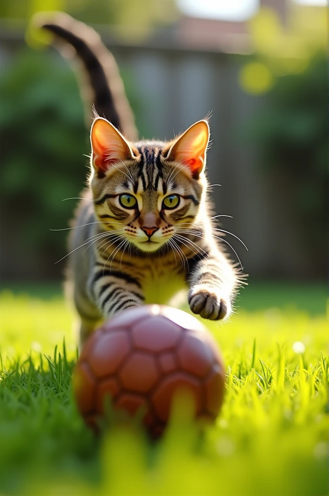 Cat with soccer ball 