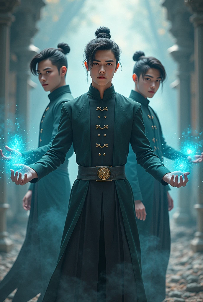 Three asian guys 25 years old with magical power. 
All of them have different faces but all handsome 