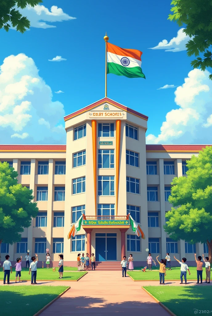 A SCHOOL NAMED VEDA HIGH SCHOOL WISHING EVERYONE A VERY HAPPY INDEPENDENCE DAY, indian flag