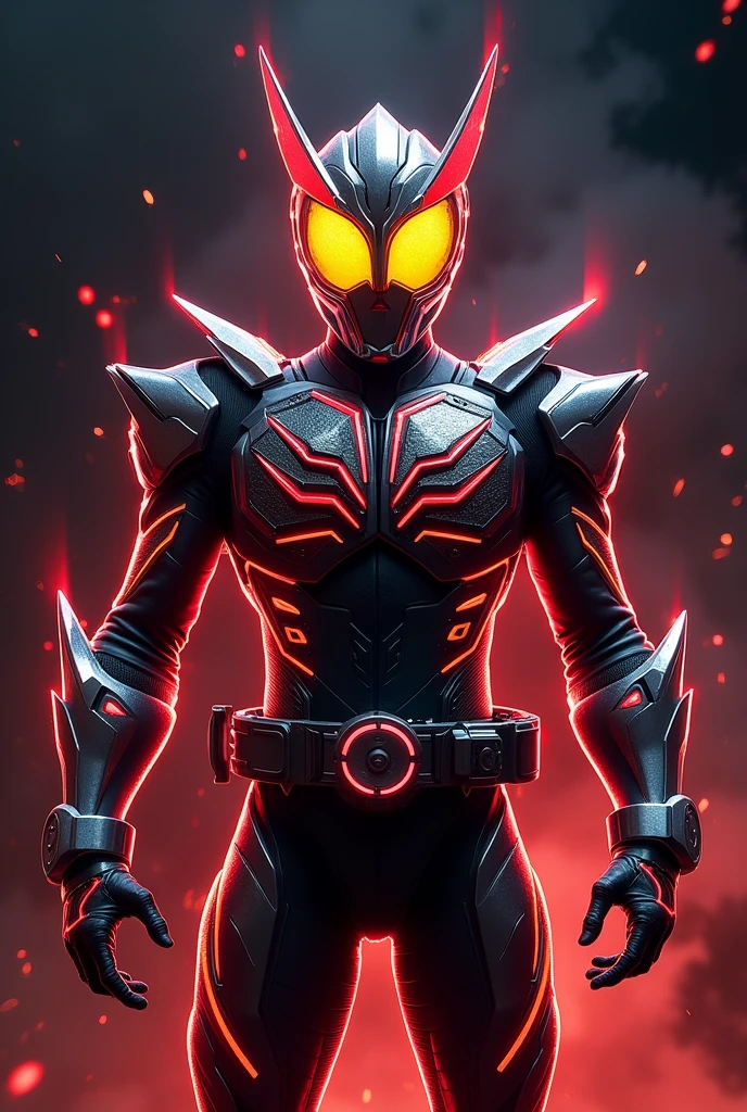 Kamen Rider Faiz 555 Transforms with a cell phone Black body with red lines Silver on chest and other parts Yellow eyes