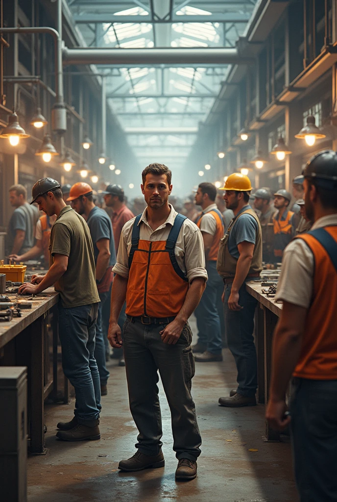 Group of workers and laborers in a company