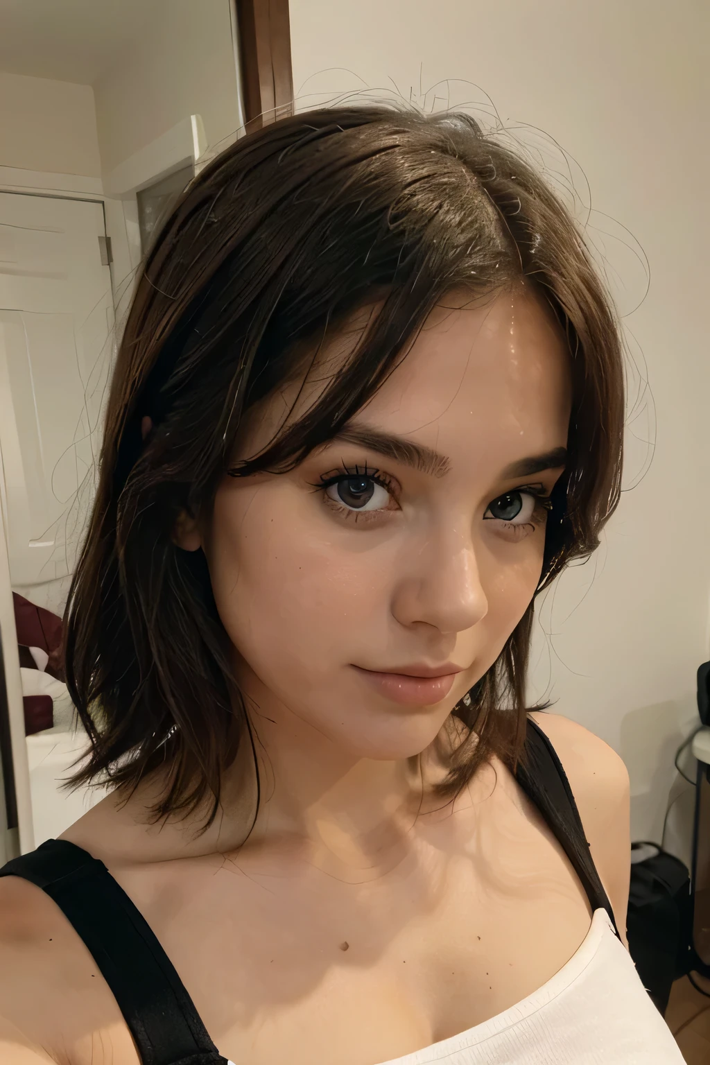 Fille brune 21 ans apparence réel yeux vert