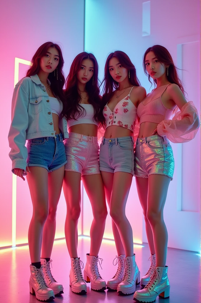 I'm taking photos for a new concept album. Create girl group concept photos with Y2K style