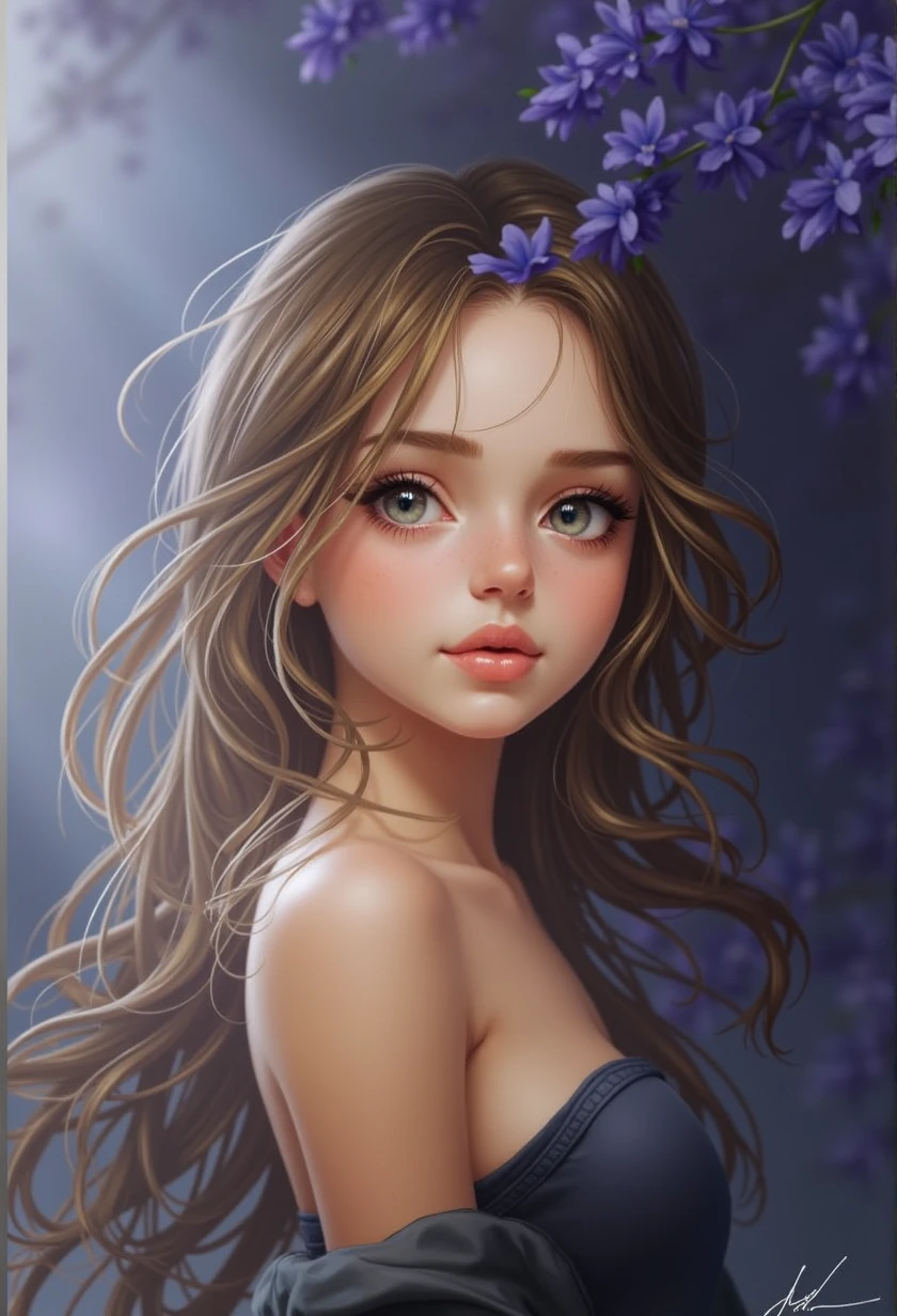 Beautiful 18 year old woman, Brown hair, photo realism