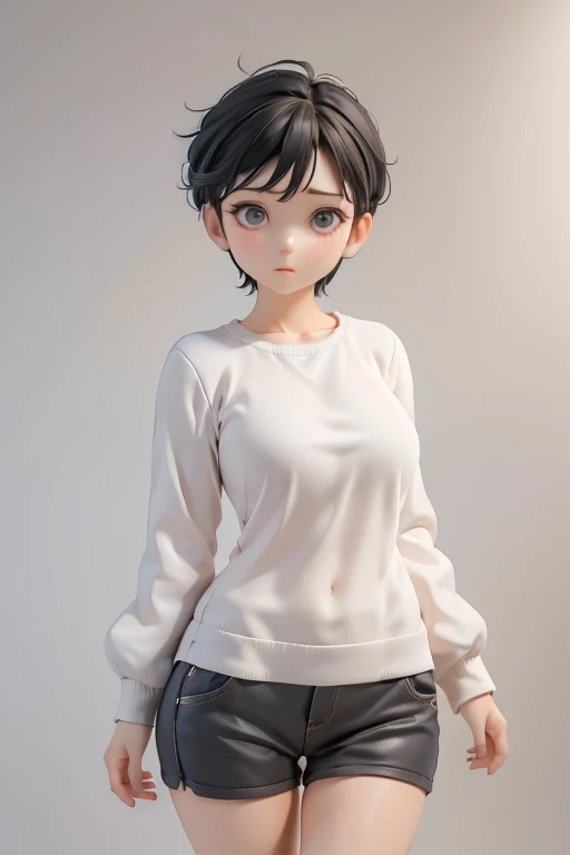 30-year-old woman、Mother,Married women,,Black Hair,Shortcuts、Short Hair、Casual wear、Calm appearance、sweater、shirt、ポロshirt、Clothing Pattern、Clothing design、whole body、
