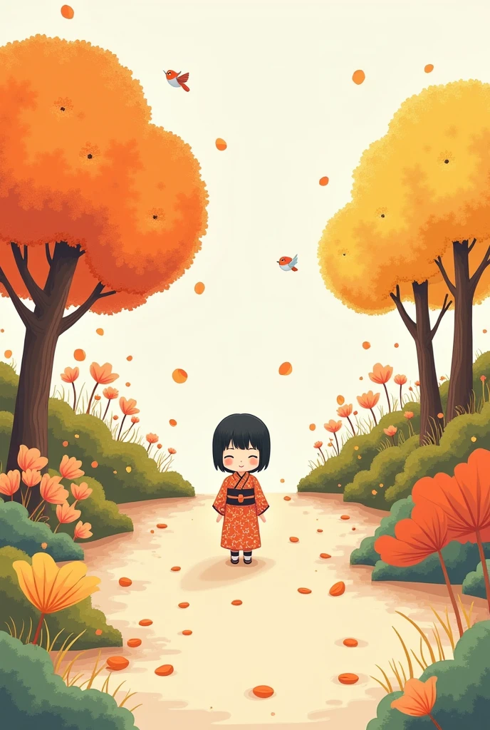Create japanese in aki season make easy illustration 2d